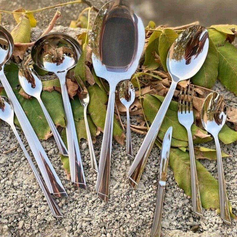 سرویس قاشق چنگال 144پارچه یونیک استیل نگیر 4میل ضخیم (طرح ناخنی)
