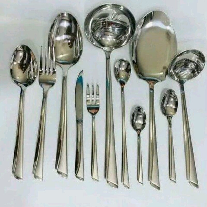 سرویس قاشق چنگال 144پارچه یونیک استیل نگیر 4میل ضخیم (طرح ناخنی)
