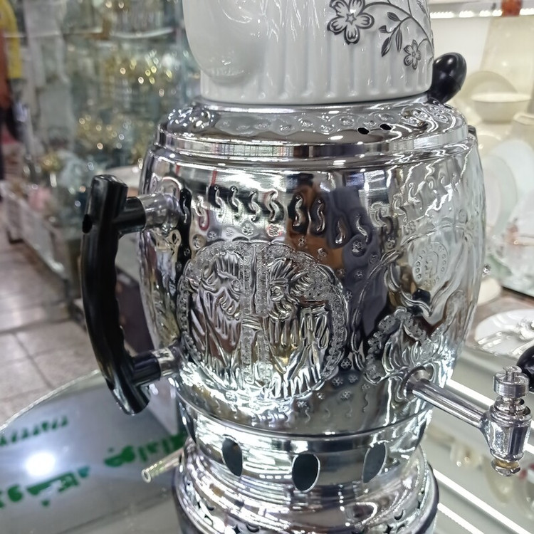 سماور گازی سه کاره 6 لیتر بدنه برنجی شمش با قوری 1 سال ضمانت(بدنه قلم) سماور جلایر،شقایق،اکسور،خورشید و.. موجود