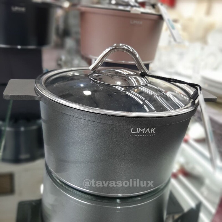 سرویس قابلمه لیماک سری آلمانی درجه یک17پارچه با تابه مرغ و ماهی18ماه گارانتی تعویض (مشکی)
