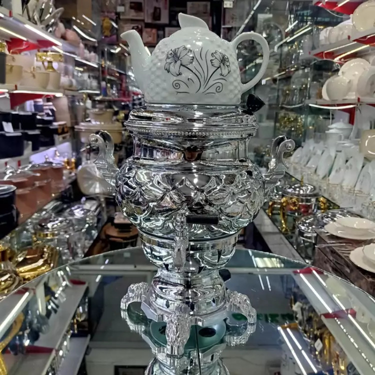 سماور گازی مهدیس سه کاره 6 لیتر بدنه برنجی با قوری بدون تنوره با 1 سال ضمانت (بدنه ترک)با ضمانت فروش ویژه