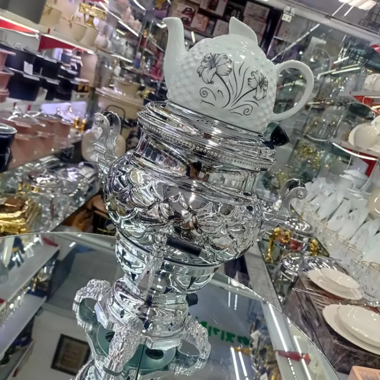 سماور گازی مهدیس سه کاره 6 لیتر بدنه برنجی با قوری بدون تنوره با 1 سال ضمانت (بدنه ترک)با ضمانت فروش ویژه