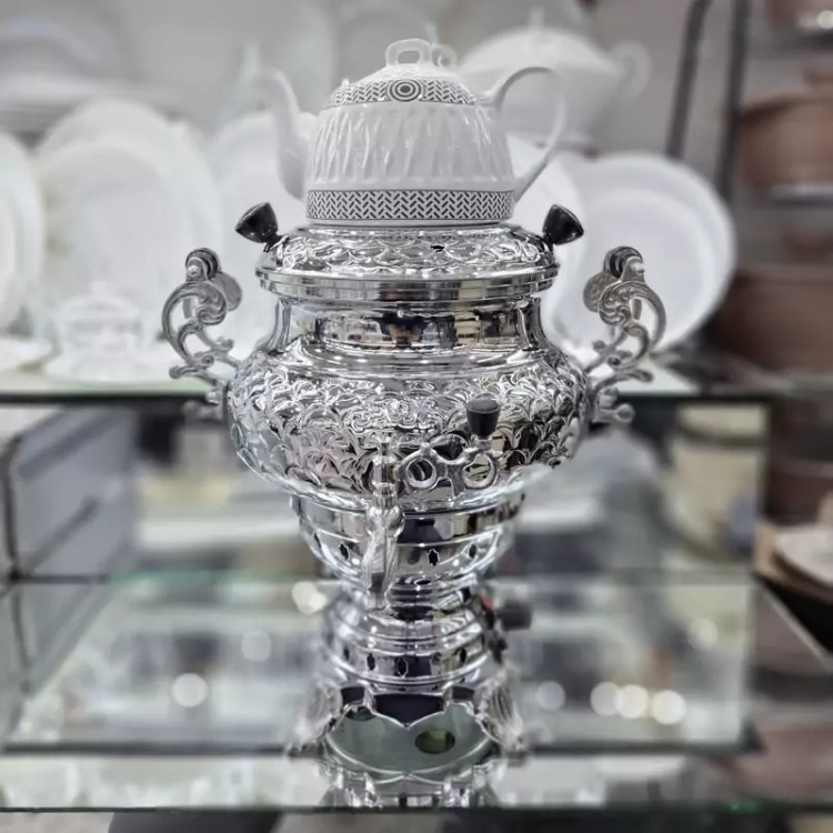 سماور گازی مهدیس سه کاره 6 لیتر بدنه برنجی با قوری بدون تنوره با 1 سال ضمانت (بدنه ترک)با ضمانت فروش ویژه