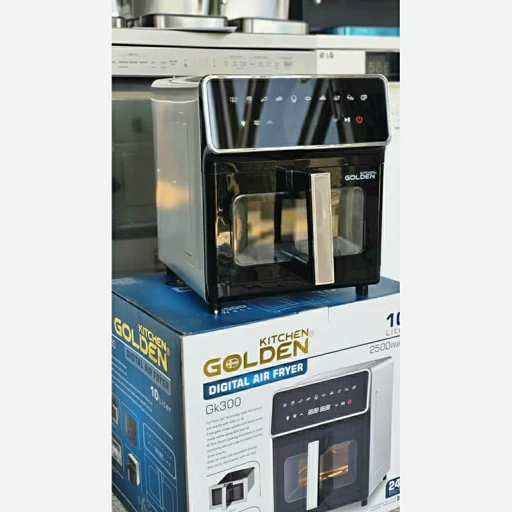 سرخ کن گلدن مدل GK-300 بدنه تمام استیل 10 لیتر دو المنت پخت بالا و پایین جنس داخل تمام استیل 2500 وات