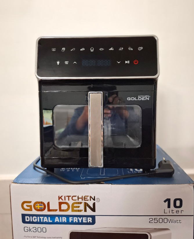سرخ کن گلدن مدل GK-300 بدنه تمام استیل 10 لیتر دو المنت پخت بالا و پایین جنس داخل تمام استیل 2500 وات