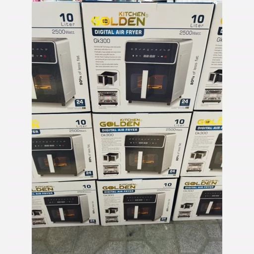 سرخ کن گلدن مدل GK-300 بدنه تمام استیل 10 لیتر دو المنت پخت بالا و پایین جنس داخل تمام استیل 2500 وات