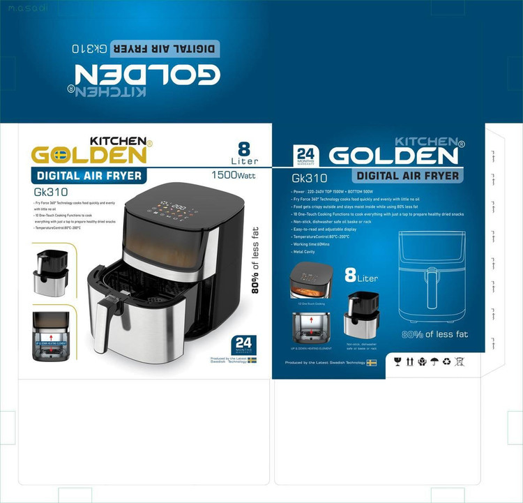 سرخ کن گلدن مدلGK-310 دو المنت 8 لیتر مجهز به 10 برنامه پخت و سبد جداشونده پنل لمسی زیر قیمت بازار