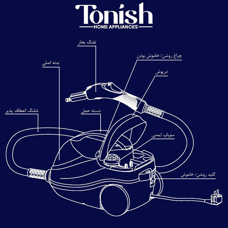 بخارشور بخارشوی تونیش مدل TN-5000 دو سال گارانتی شرکتی 4.5 بار موجود در 2 رنگ مشکی و نقره ای