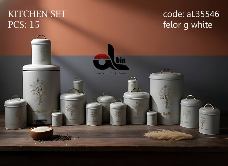 سرویس آشپزخانه (اورانوس) 15پارچه آلتین موجود در6 طرح و4رنگ مناسب برای جهیزیه (طرح فلور)